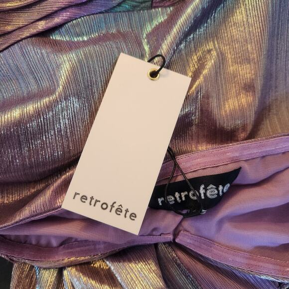 Retrofete Soleil Dress in Lilac Aurora Size Large Strapless NWT Cutout Metallic - Picture 13 of 15